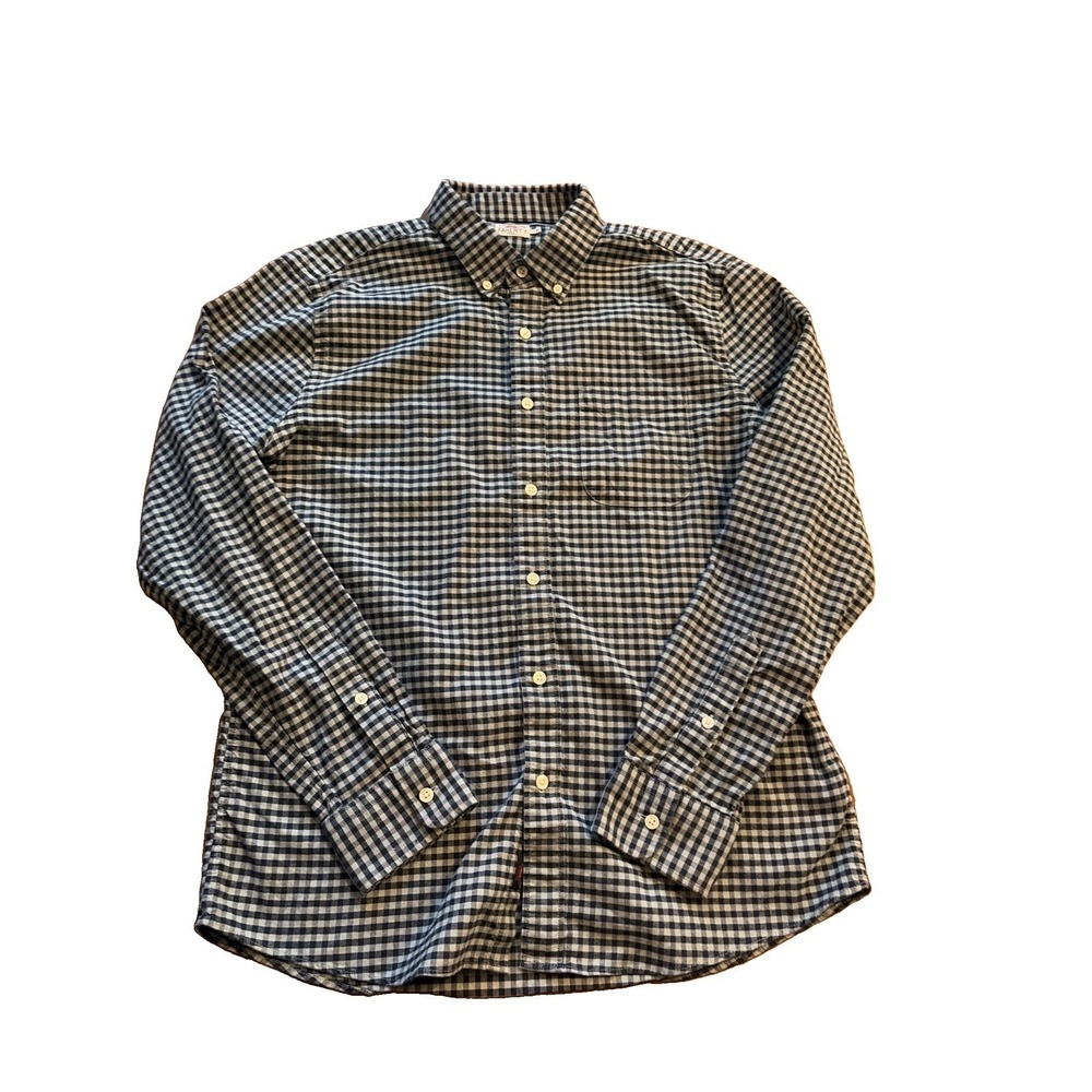 Faherty Brand Mens Button Down Shirt Blue Gingham Check Flannel MWS2301 Size L